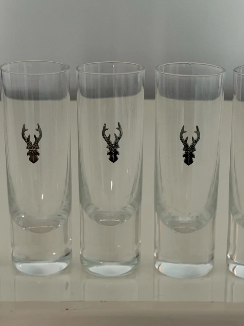 5 Deer Stag Antlers Head Skull Shot Glasses ~ Clear 2oz Unbranded Rustic Barware